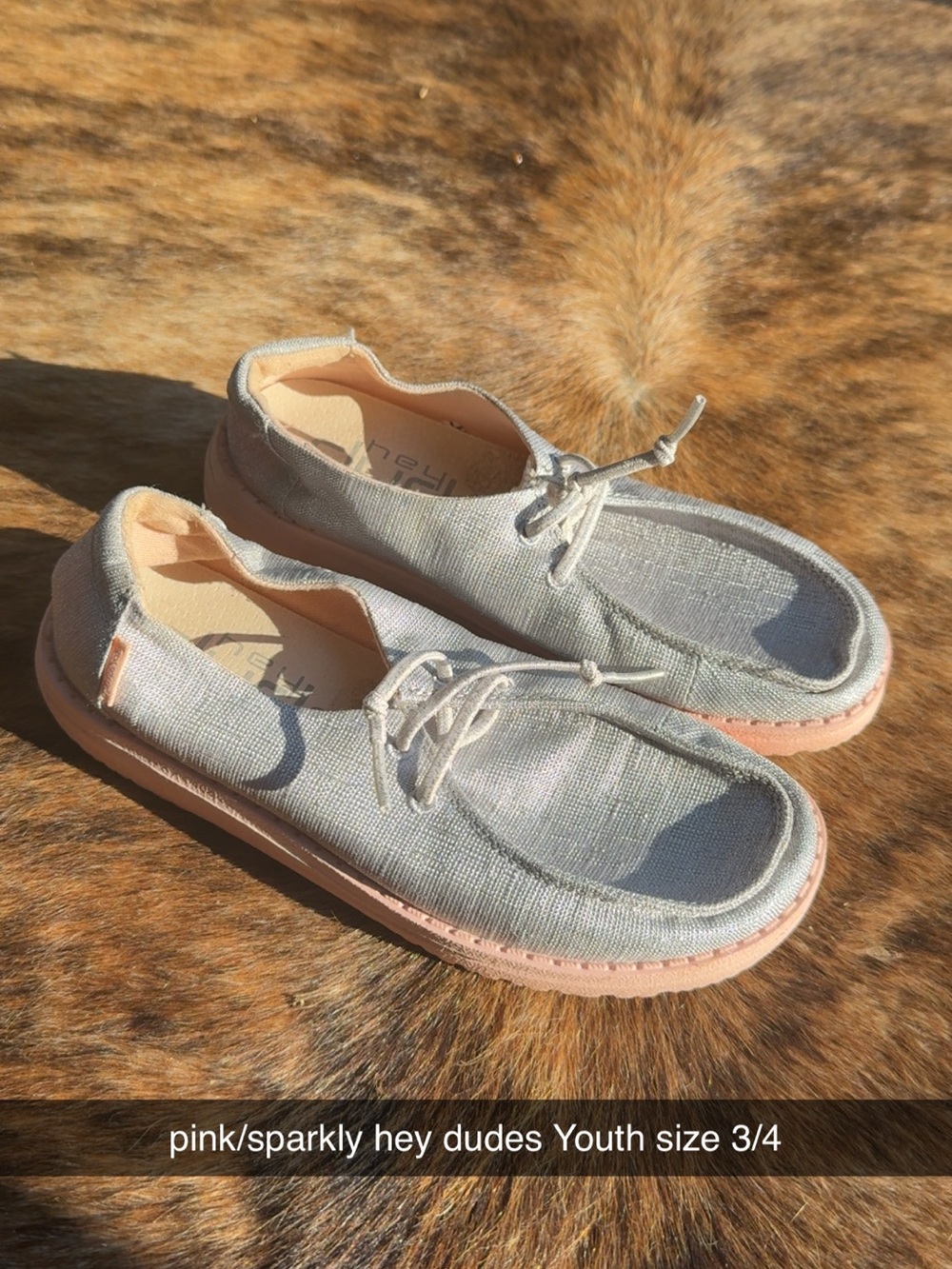 Hey Dude Youth Sparkly Light Pink Slip-On Loafers